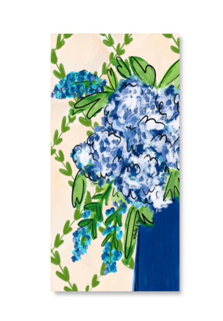 Blue Floral with Greenery Wrapped Canvas