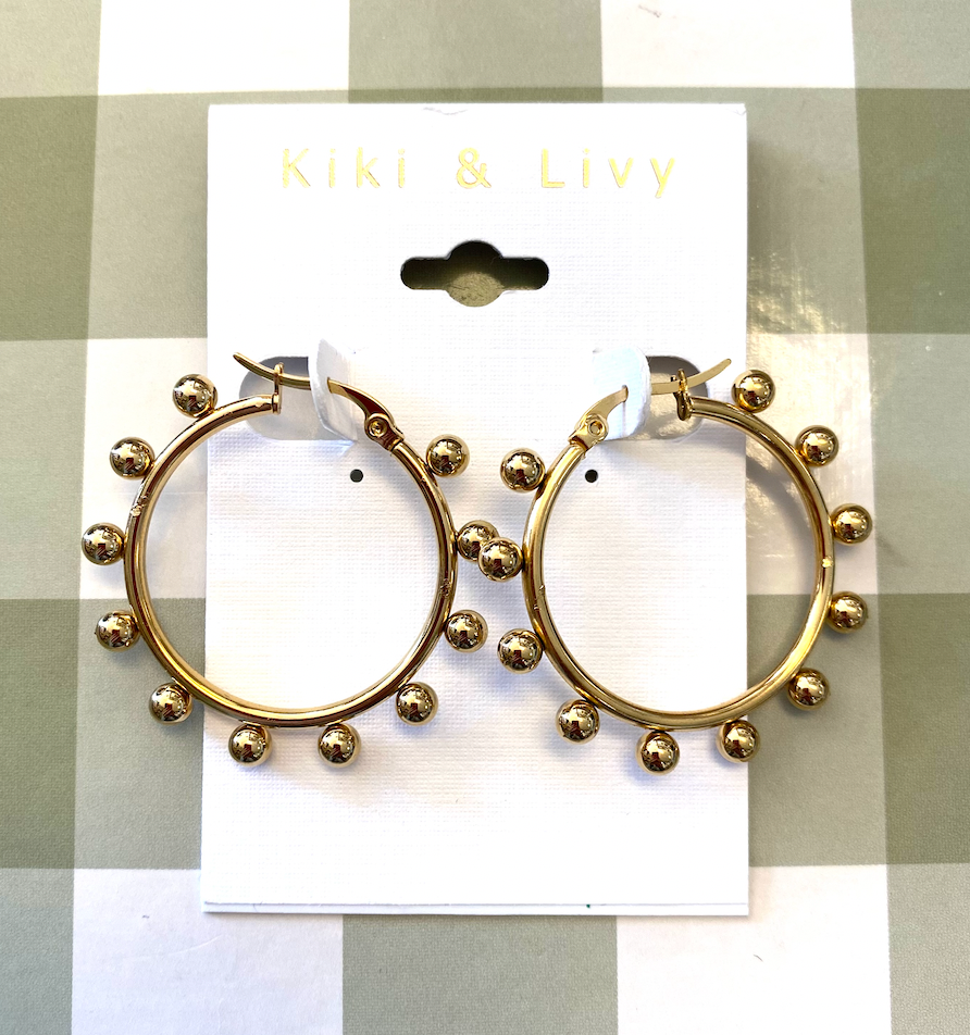 Large Gold Bead Hoops