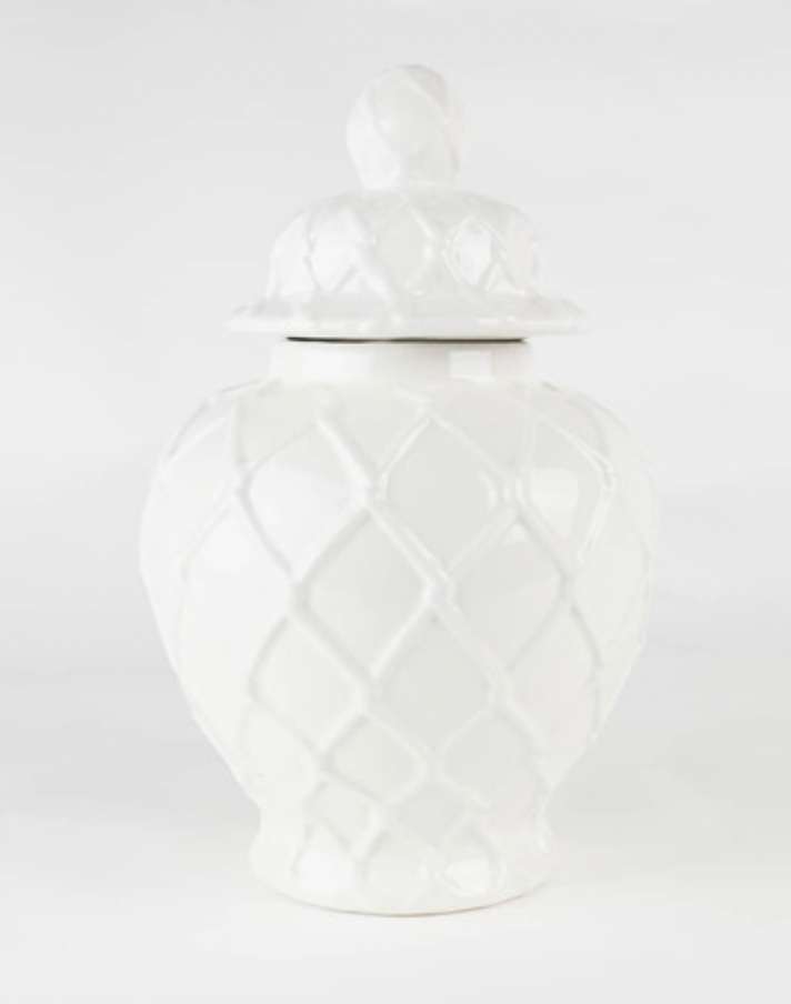 White Textured Ginger Jar - Large