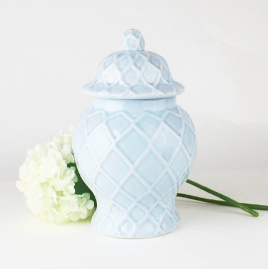 Light Blue Textured Ginger Jar - Small