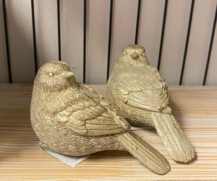 MT24322 RESIN METALLIC SITTING BIRD