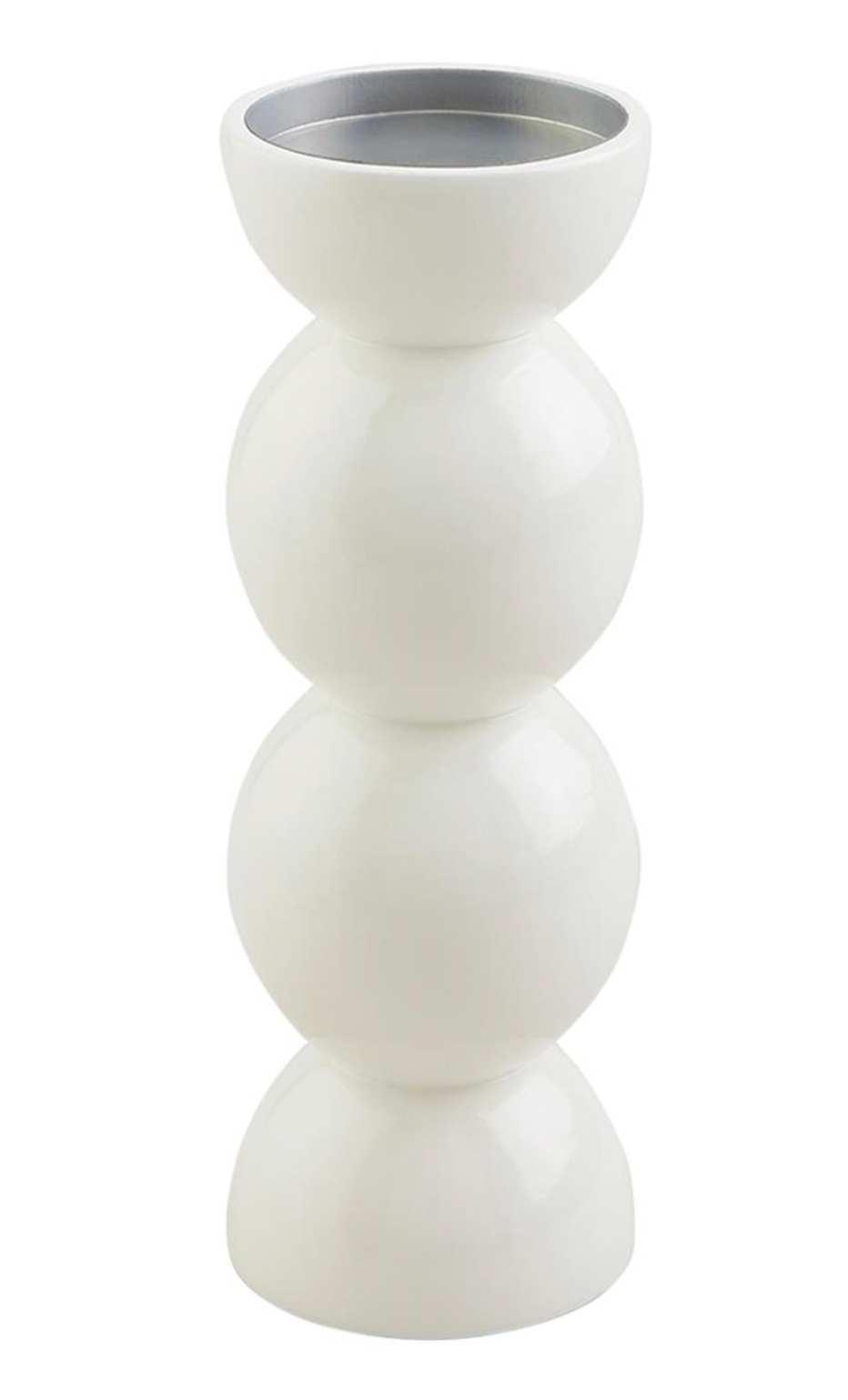 Sm White Lacquer Candlestick