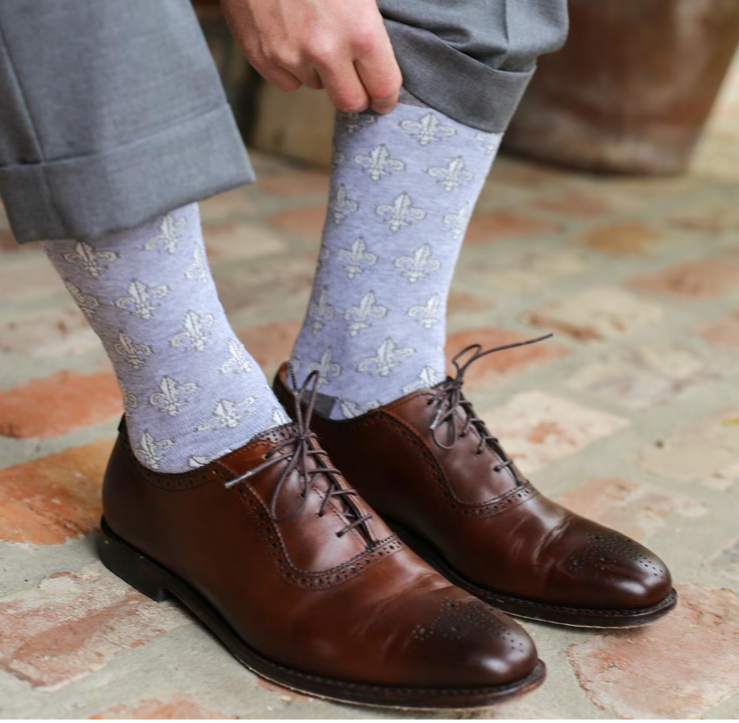Men's Fleur De Lis Socks-Grey