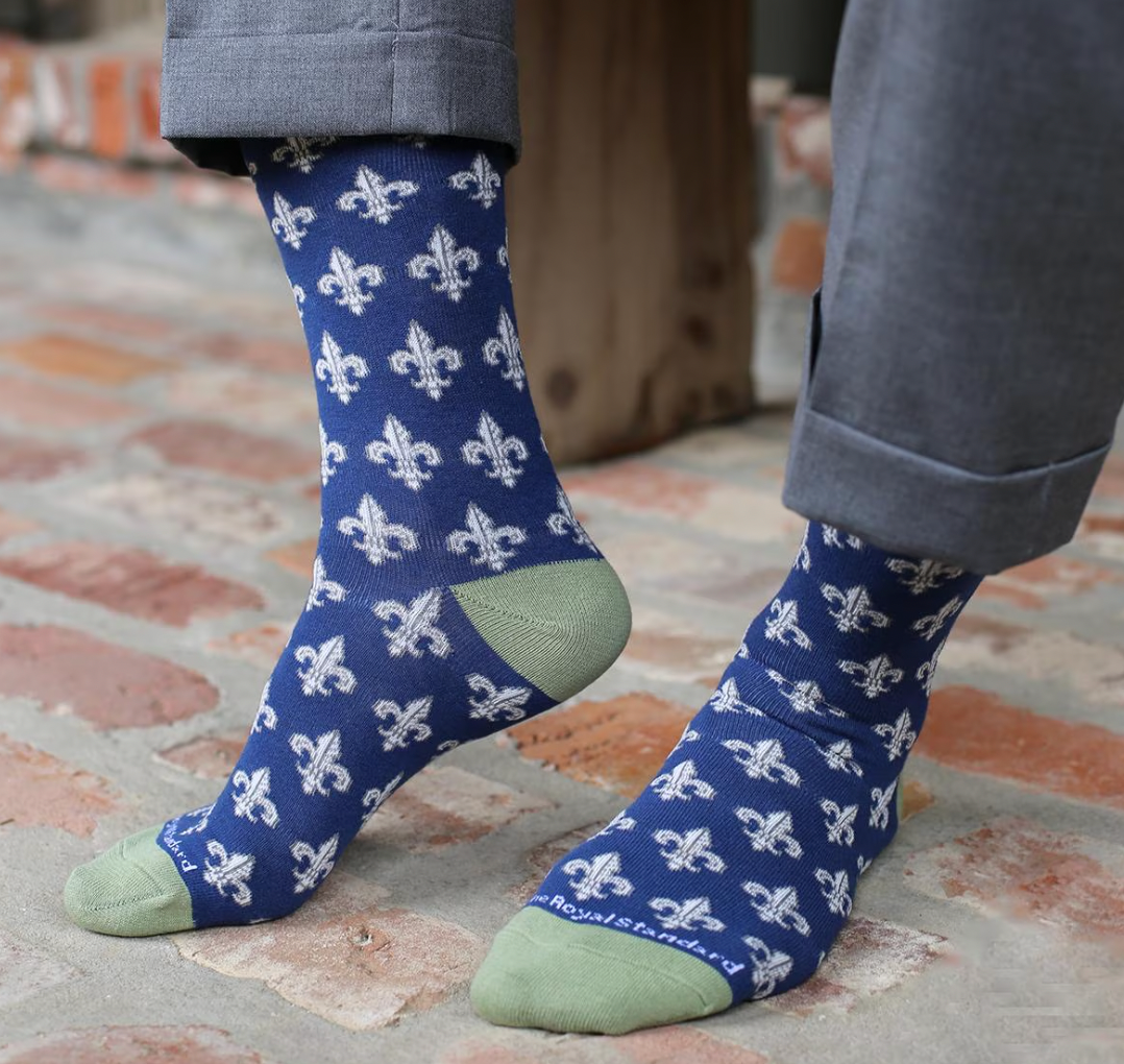 Men's Fleur De Lis Socks-Navy