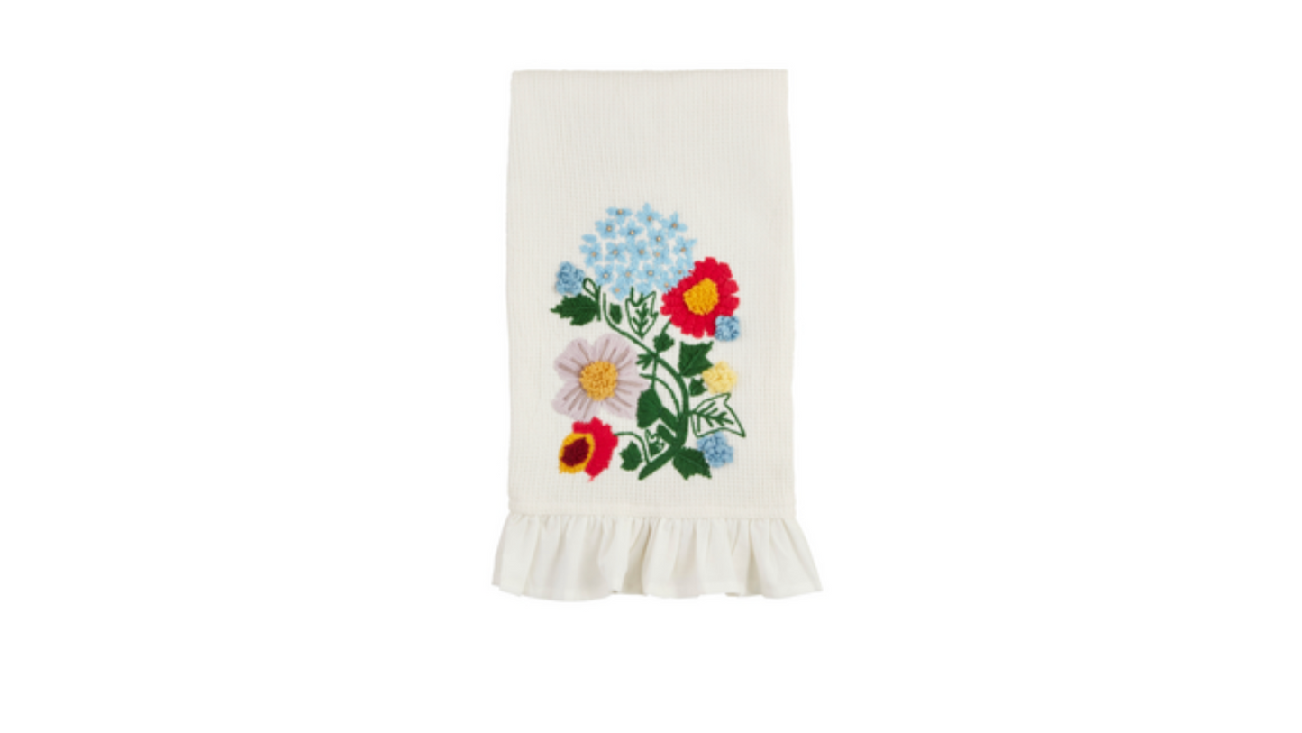 Flower Waffle Weave Towel