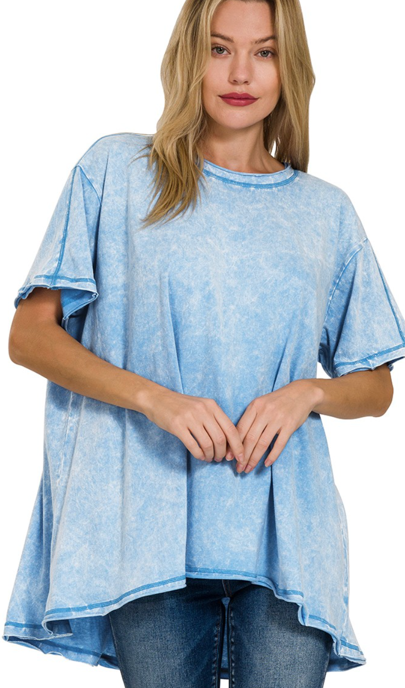 CRINKLE WASHED OVERSIZED TOP
