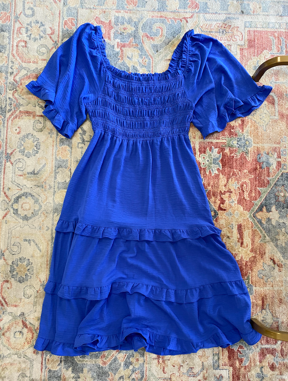 Bell Sleeve Square Neck Smock Dress
