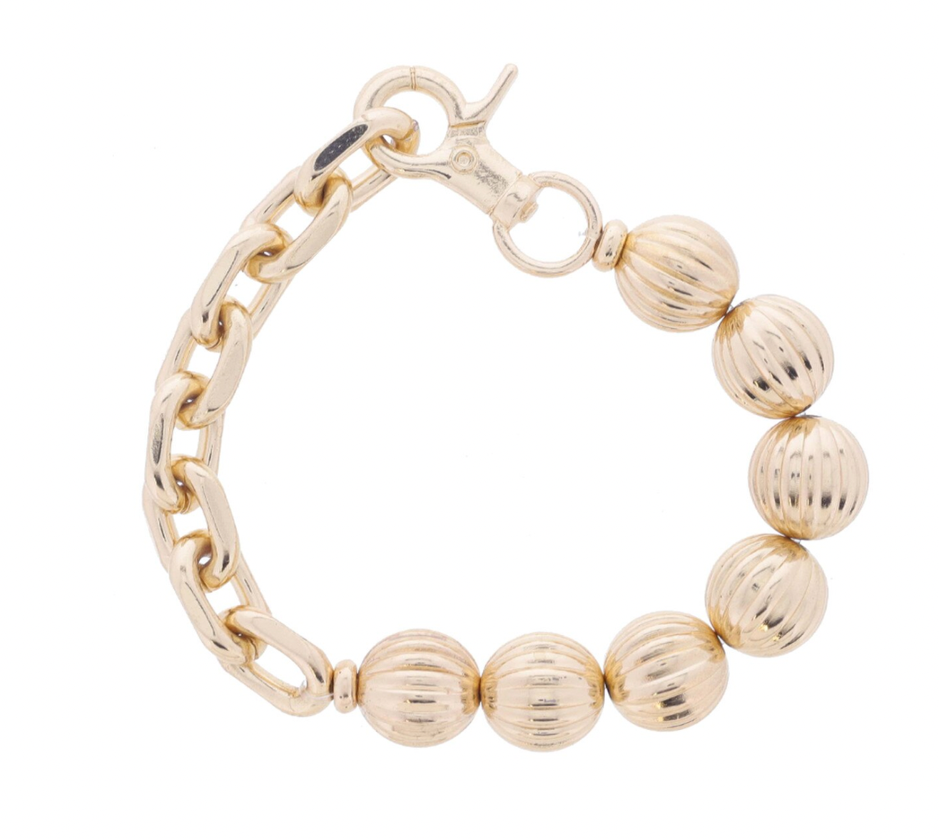 Gold Chain/Textured Gold Beaded Bracelet