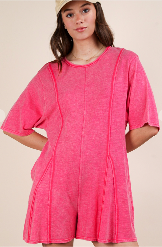 Mineral Washed Oversized Knit Comfy Romper
