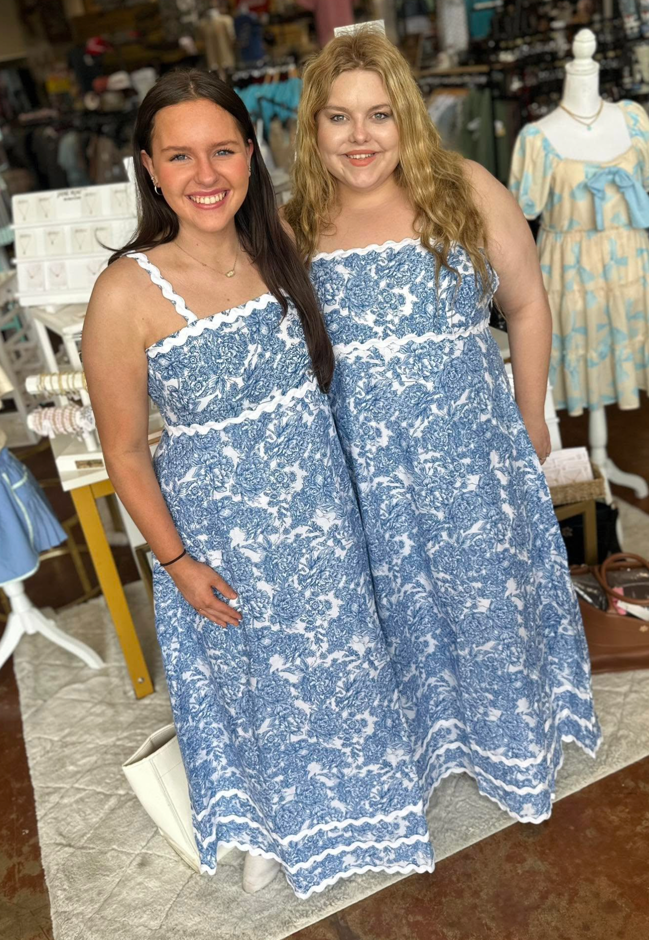 Blue & White Scalloped Dress