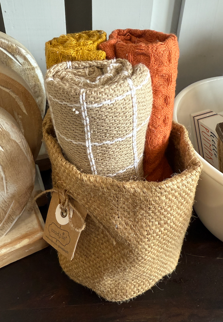 Mustard Jute Basket Towel Set