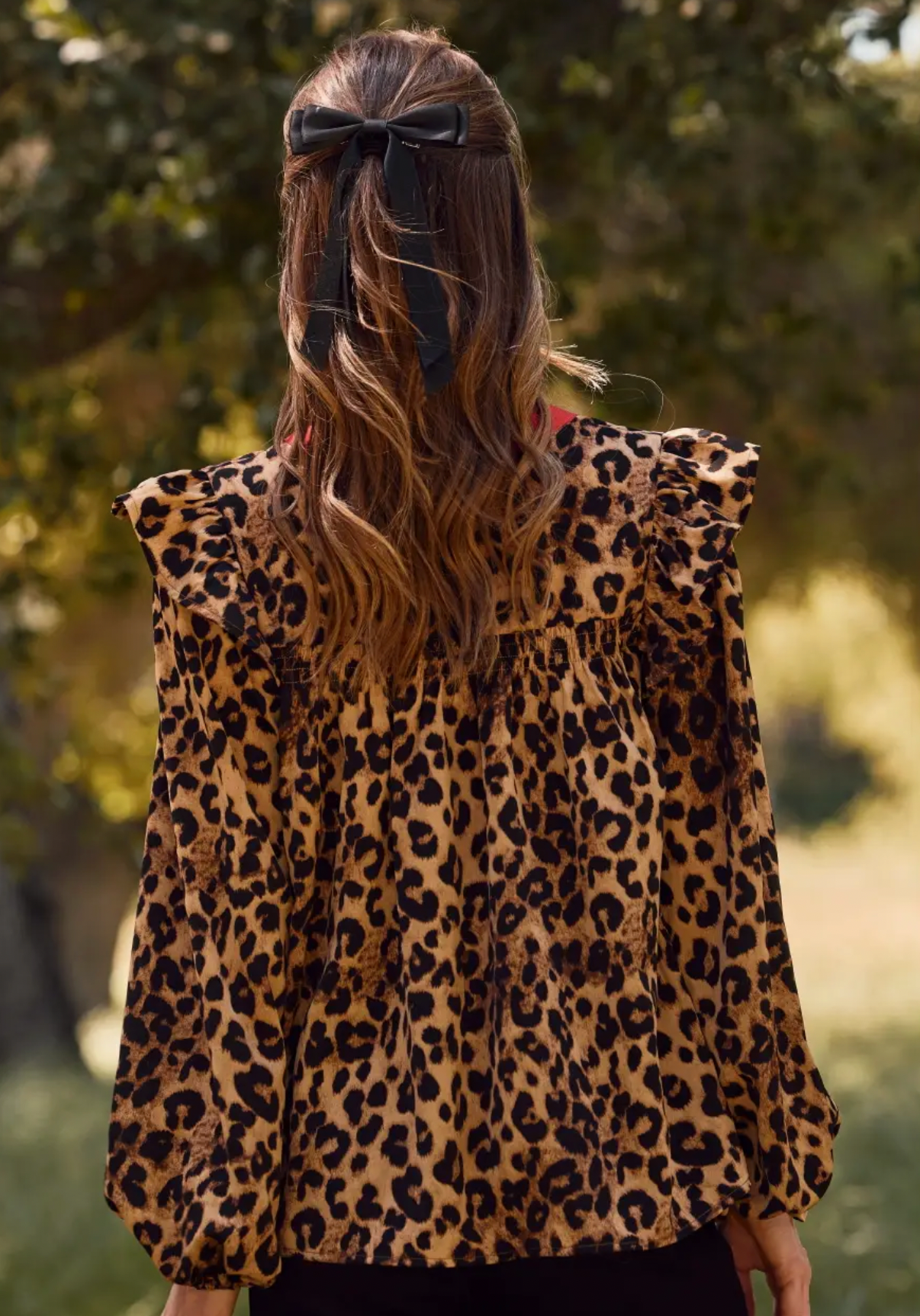 Leopard Red Trim Blouse