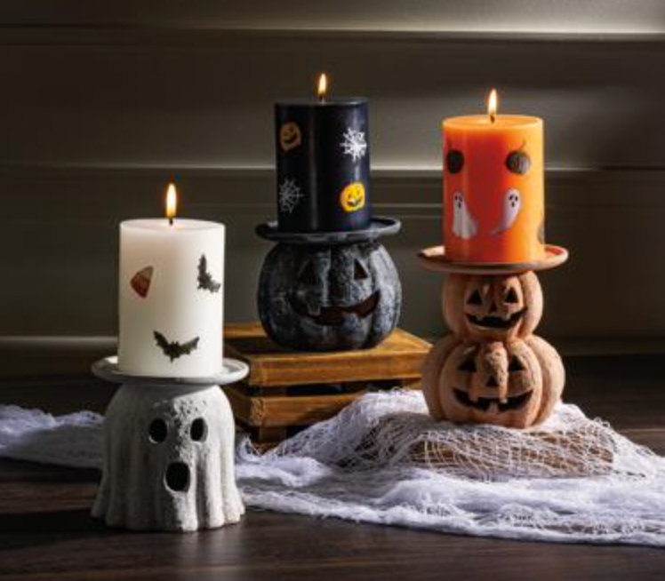 Stacked Jack-O-Lantern Pillar Holder