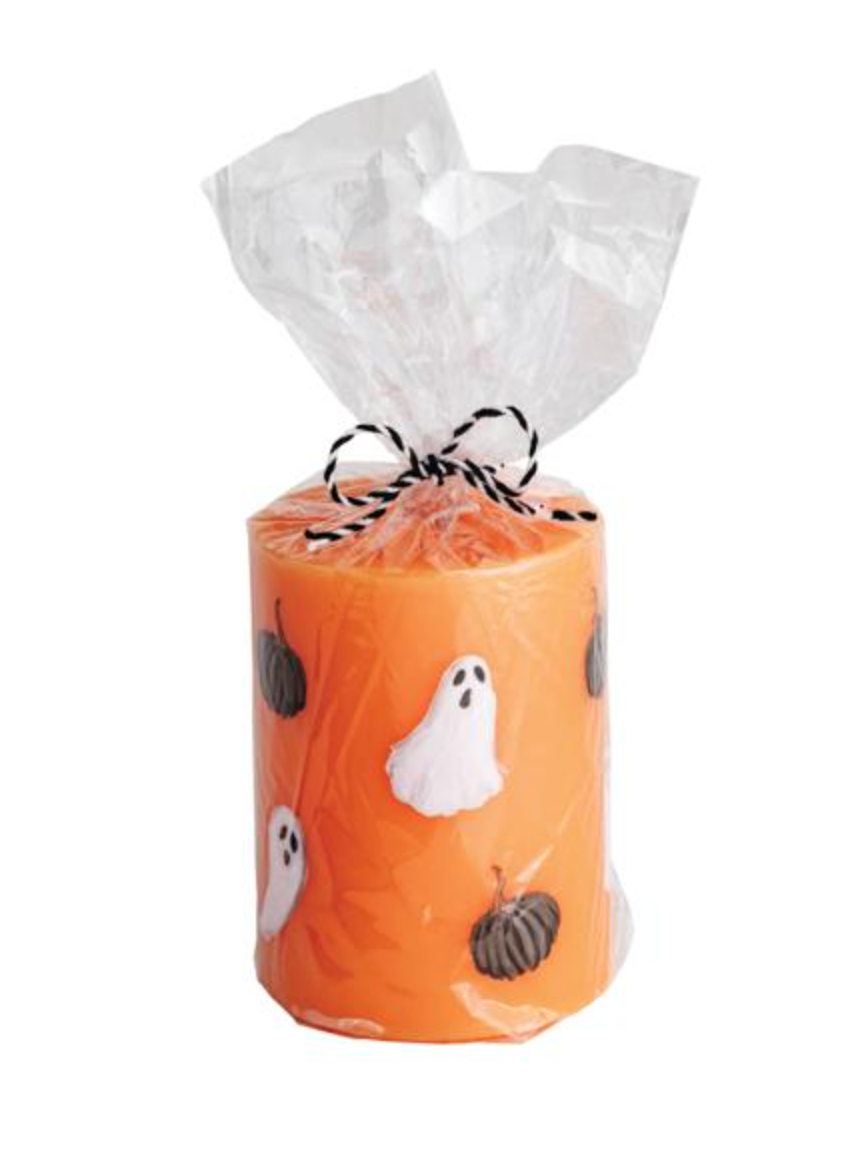 Orange Halloween Pillar Candle