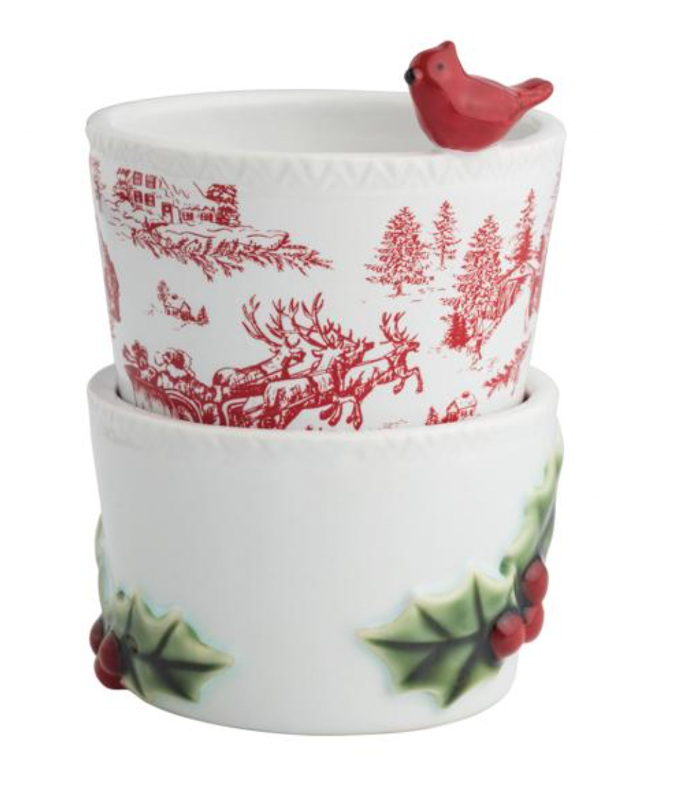 Cardinal And Holly Tidbit Bowl Set