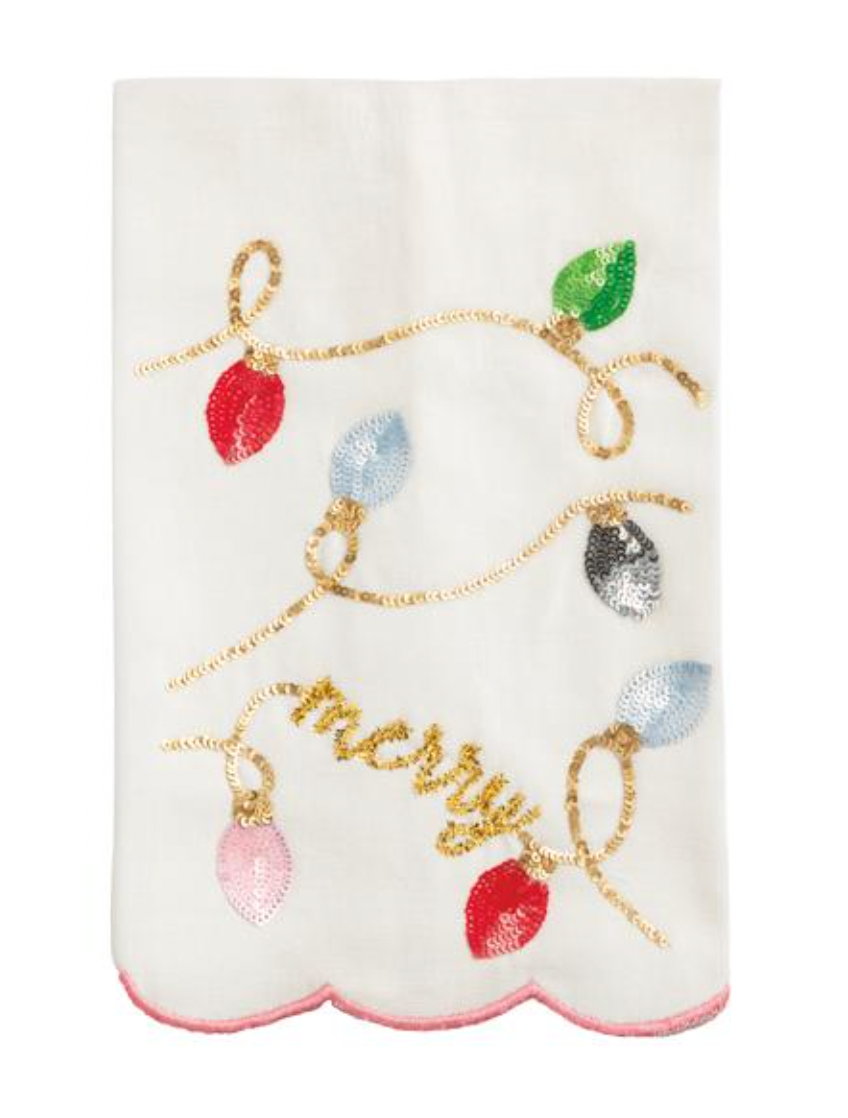 Christmas Lights Sequin Towel