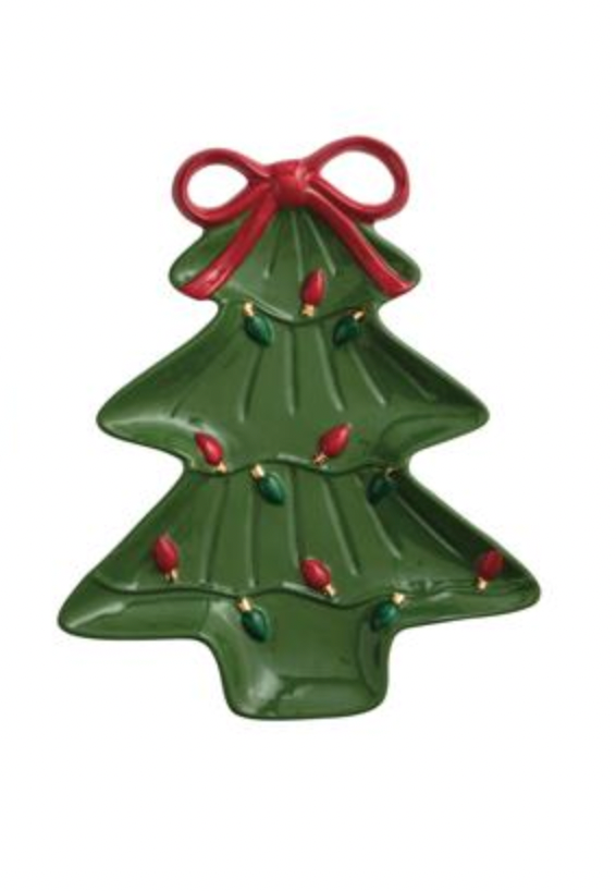 Bow Tree w/Lights Platter