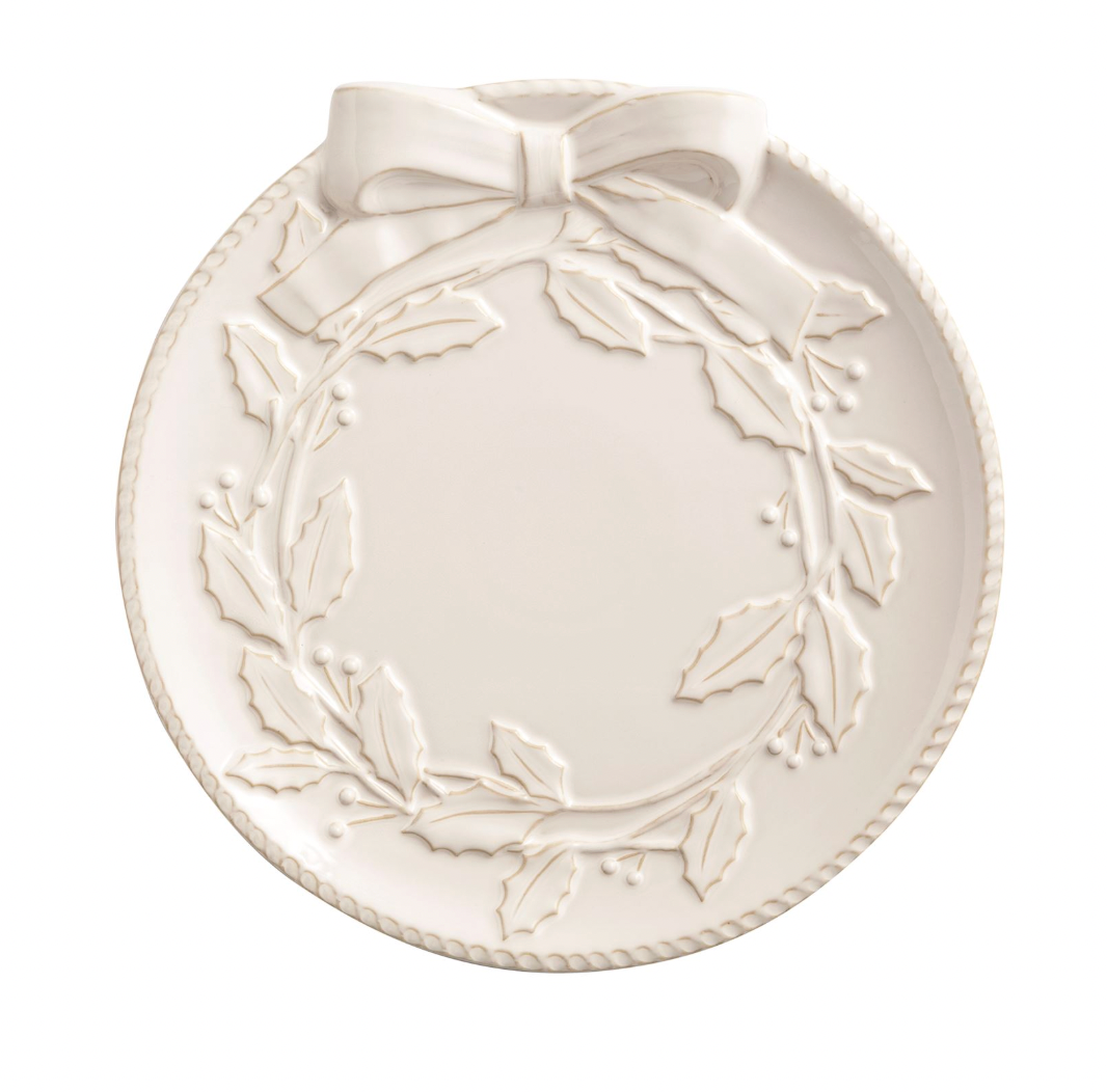 White Wreath Platter Set