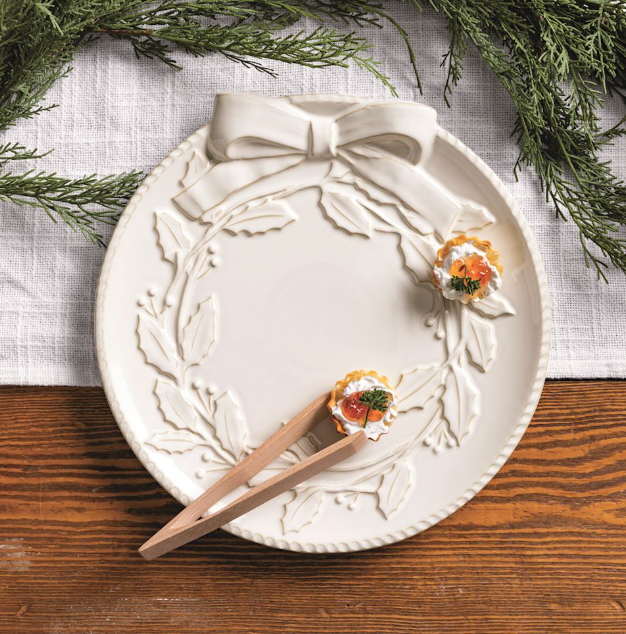 White Wreath Platter Set