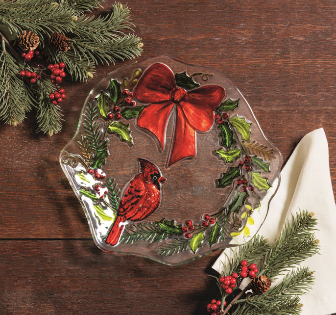 Fused Glass Wreath Plate
