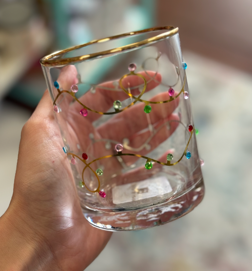 Rhinestone Lights Cocktail Glass