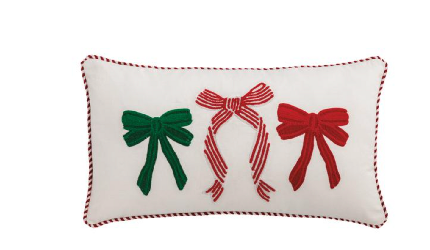 Bow Embroidered Pillow