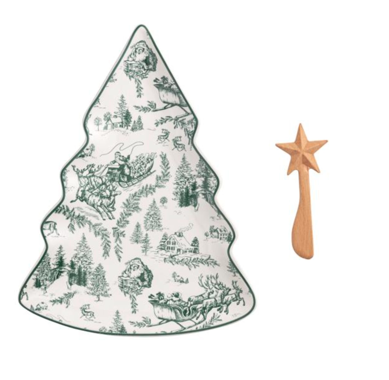 Green Toile Tree Platter