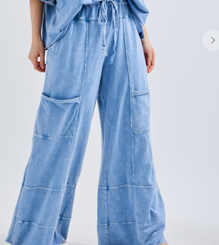 Mineral Washed Wide Leg Pants