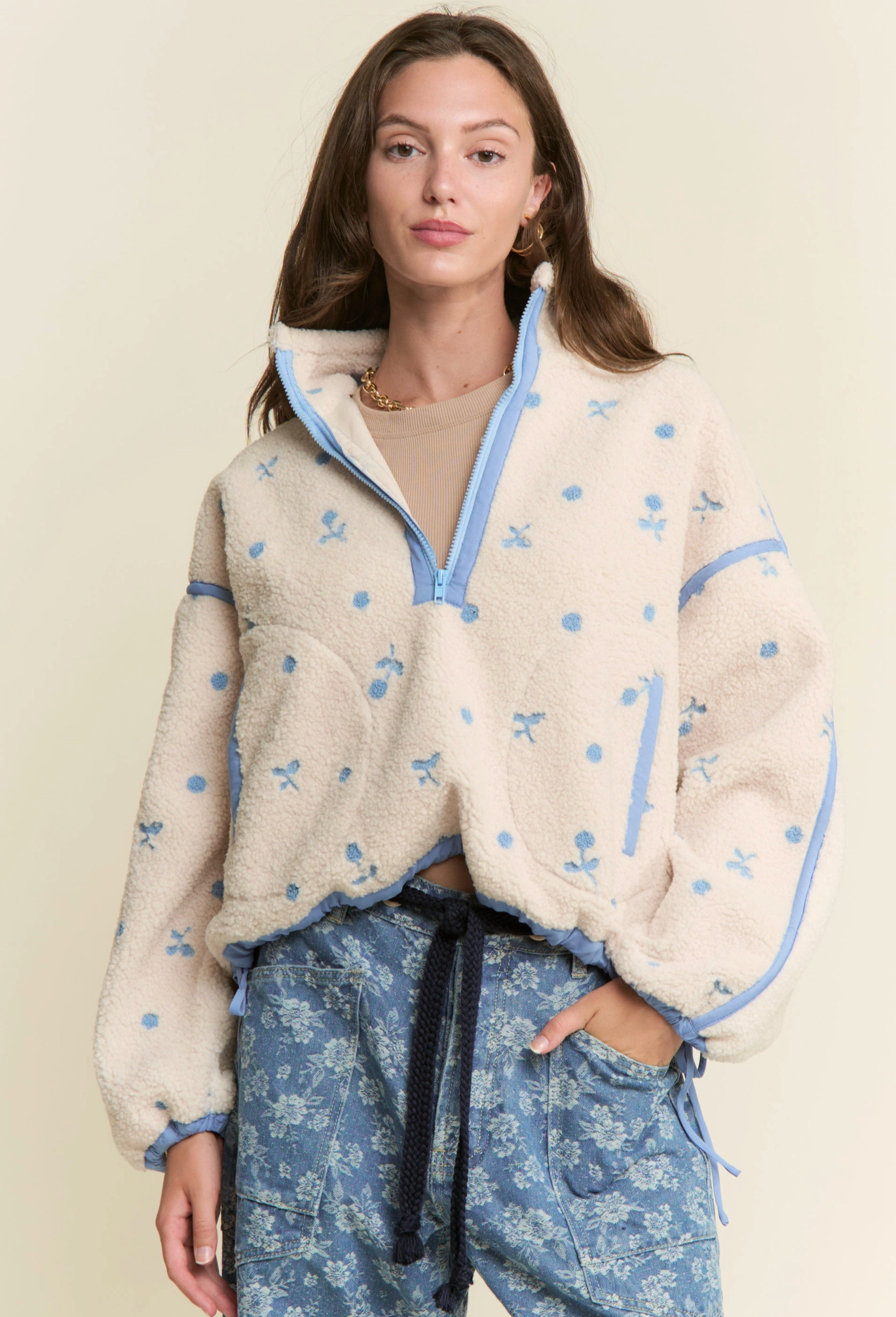 Floral Sherpa Pullover