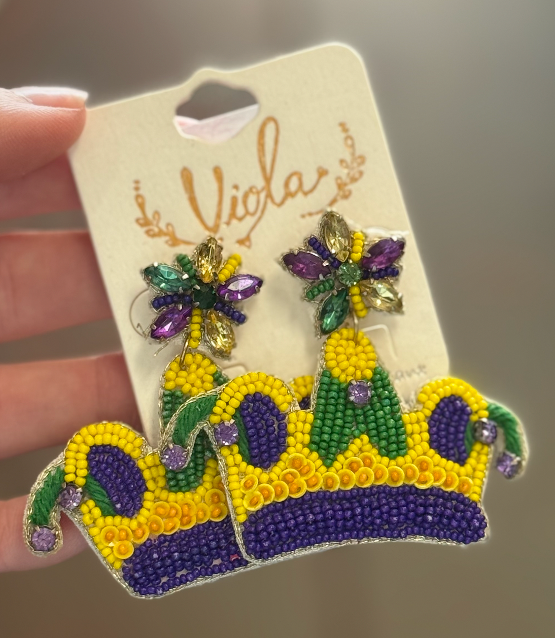 Beaded Jest Crown Earrings