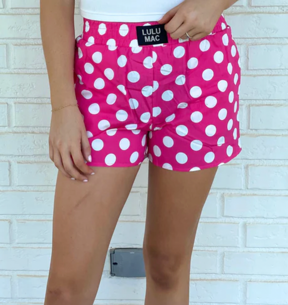 LuluMac Polka Dot Shorts-Hot Pink