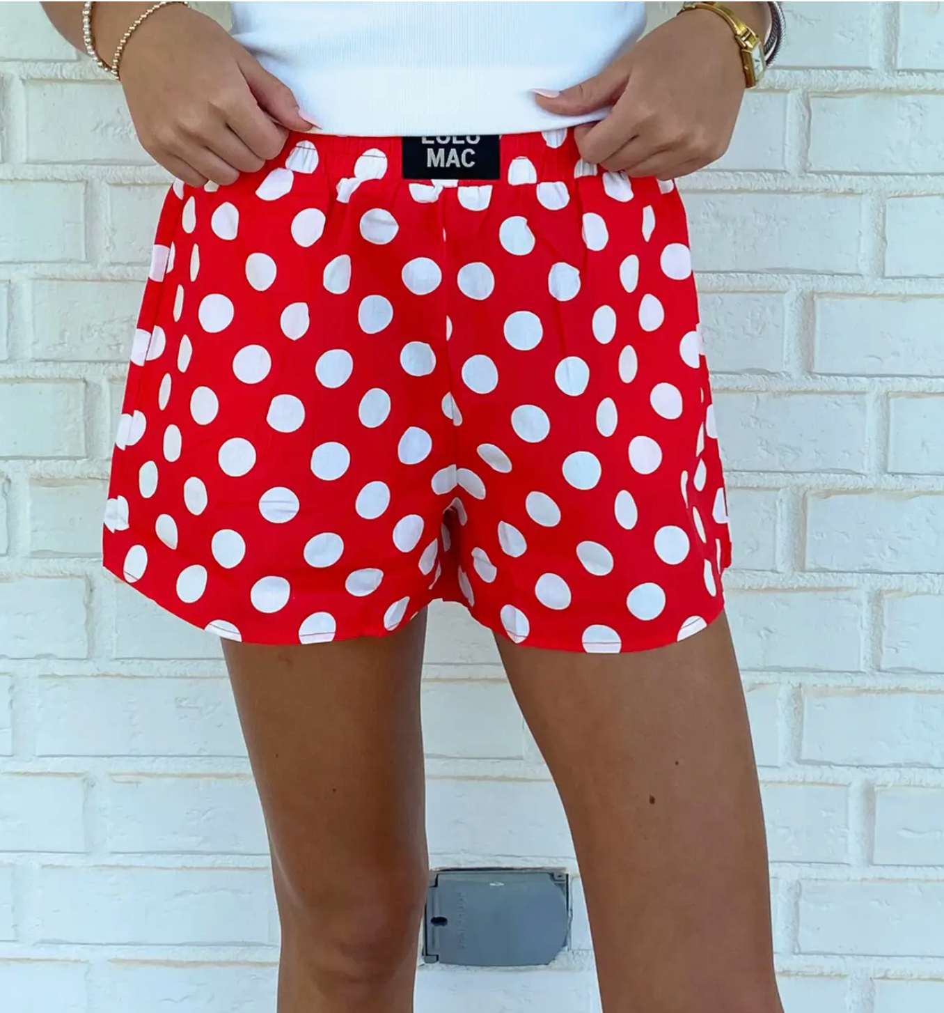 LuluMac Polka Dot Shorts-Red