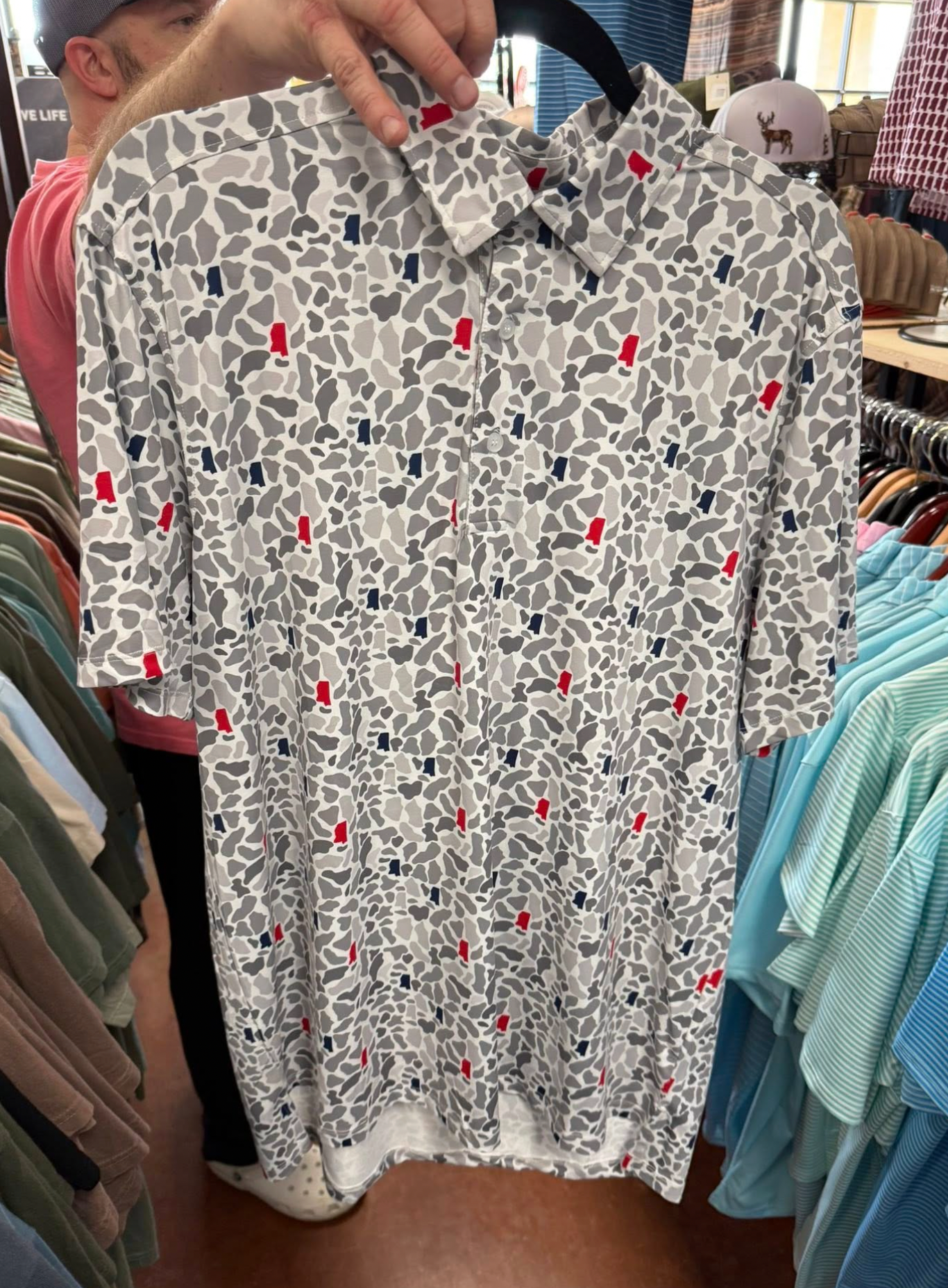Ms Camo Polo Blue
