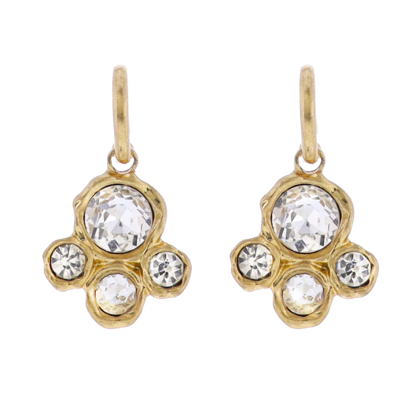 Hoop Earring with Artisan Crystal Cluster
