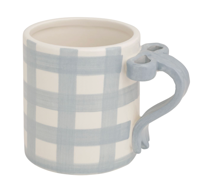 Gingham Bow Handle Mug