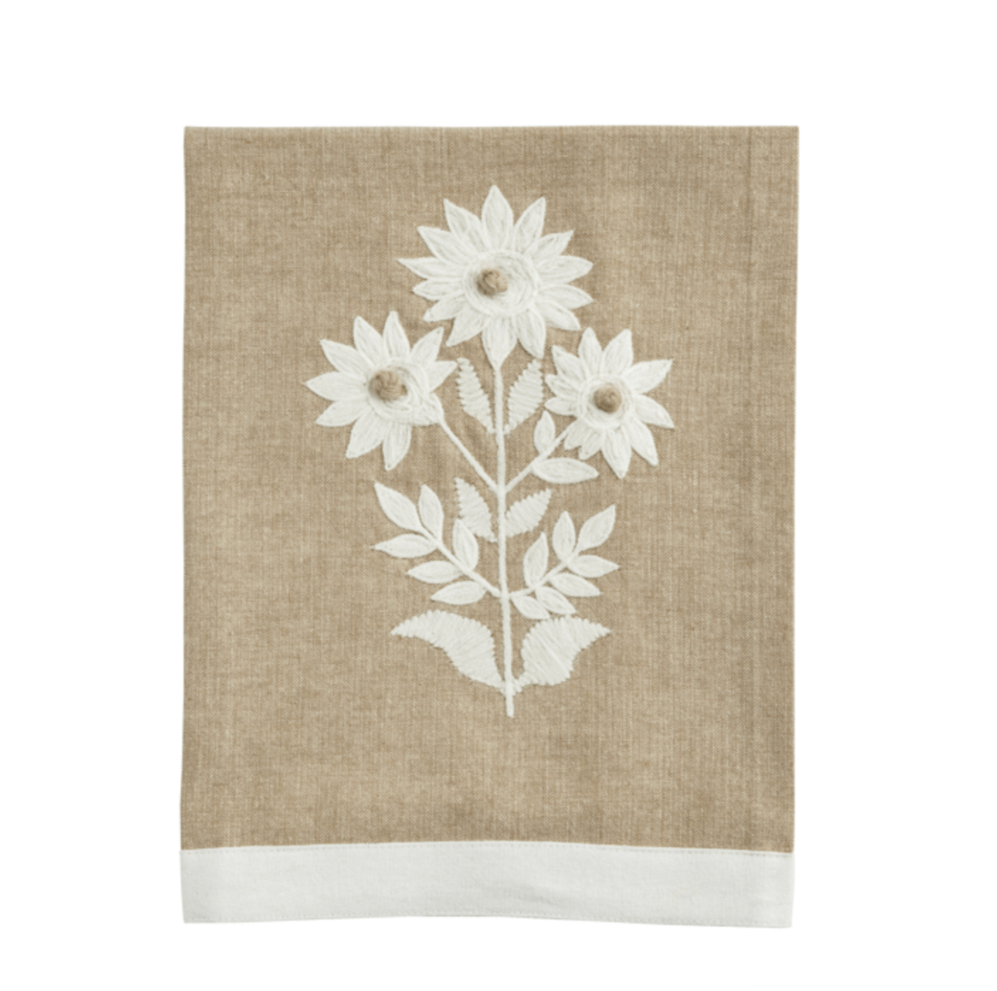 Chambray Embroidered Floral Tea Towel