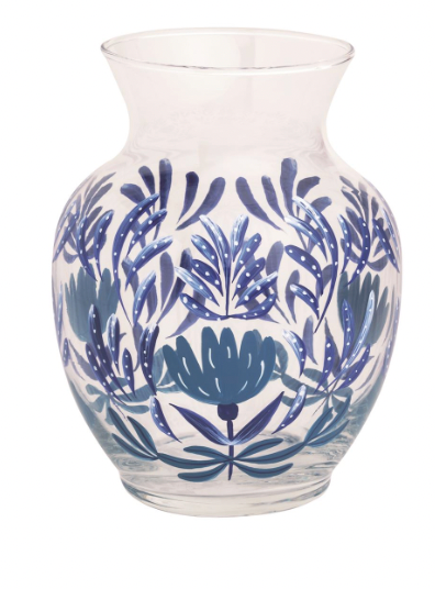 Blue Floral Flourish Vase