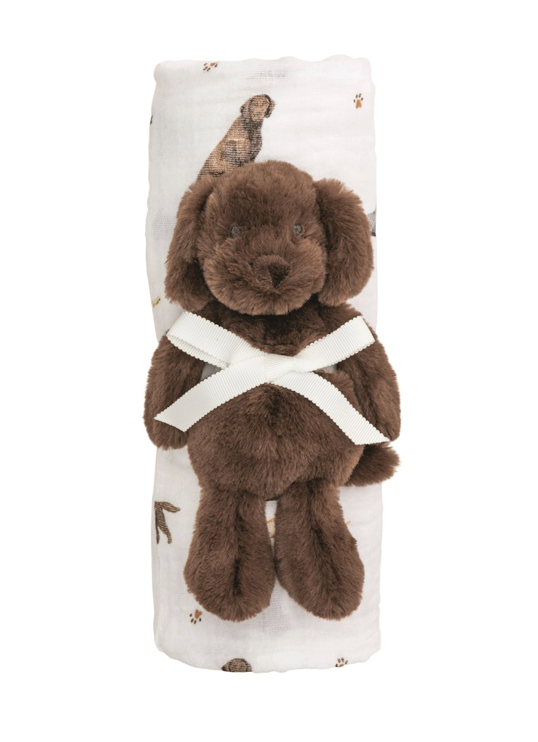 Lab Swaddle & Rattle Set