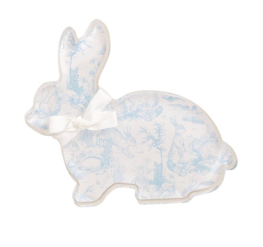 Laying Down Toile Acrylic Bunny Sitter