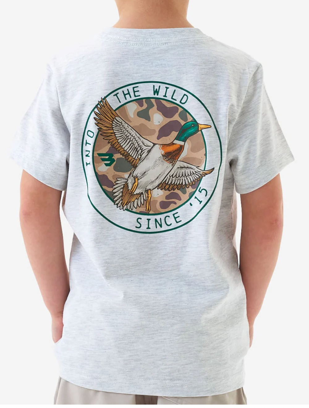 Youth Short Sleeve Tee - Camo Mallard Duck - Ash Grey