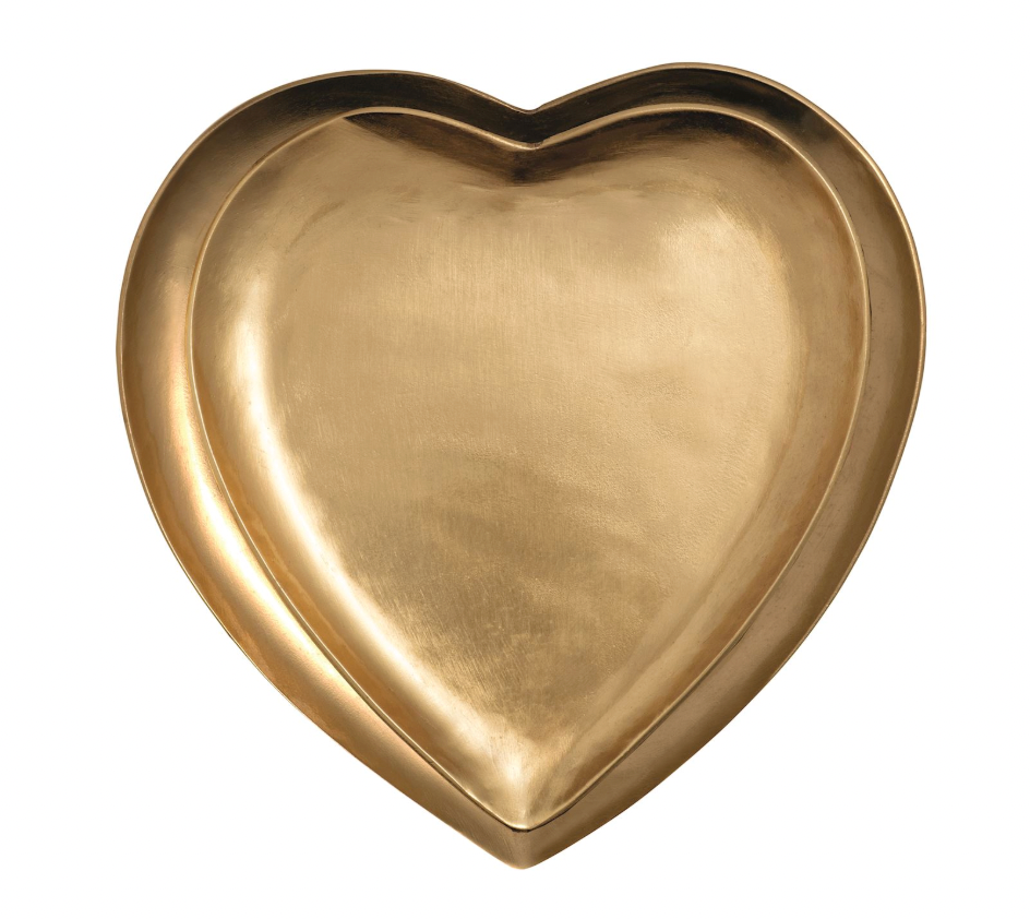 Brass Heart Tidbit Tray Set