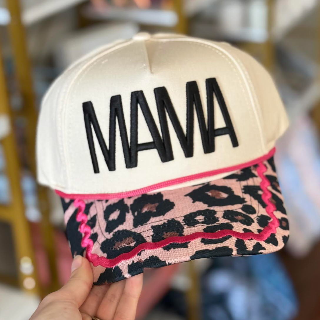 "MAMA" Tan/Leopard Work Hat