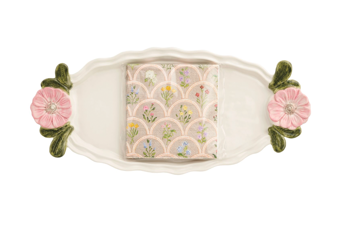 Flower Handle Tray & Napkin Set