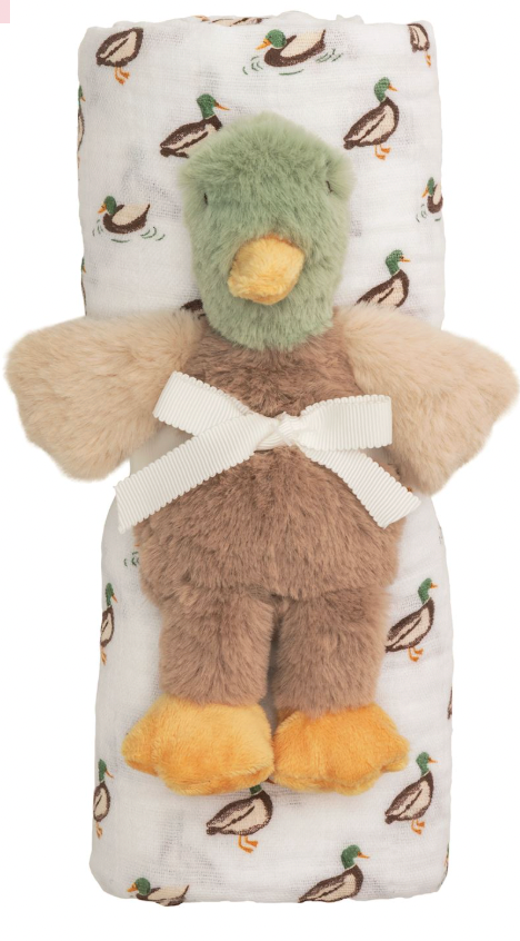 Mallard Swaddle & Rattle Set