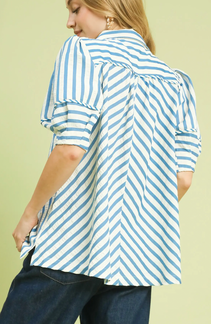Striped Puff Sleeve Blouse