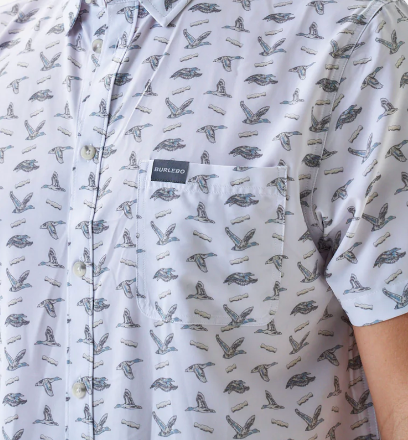 Performance Button Up - Ducks and Calls - White