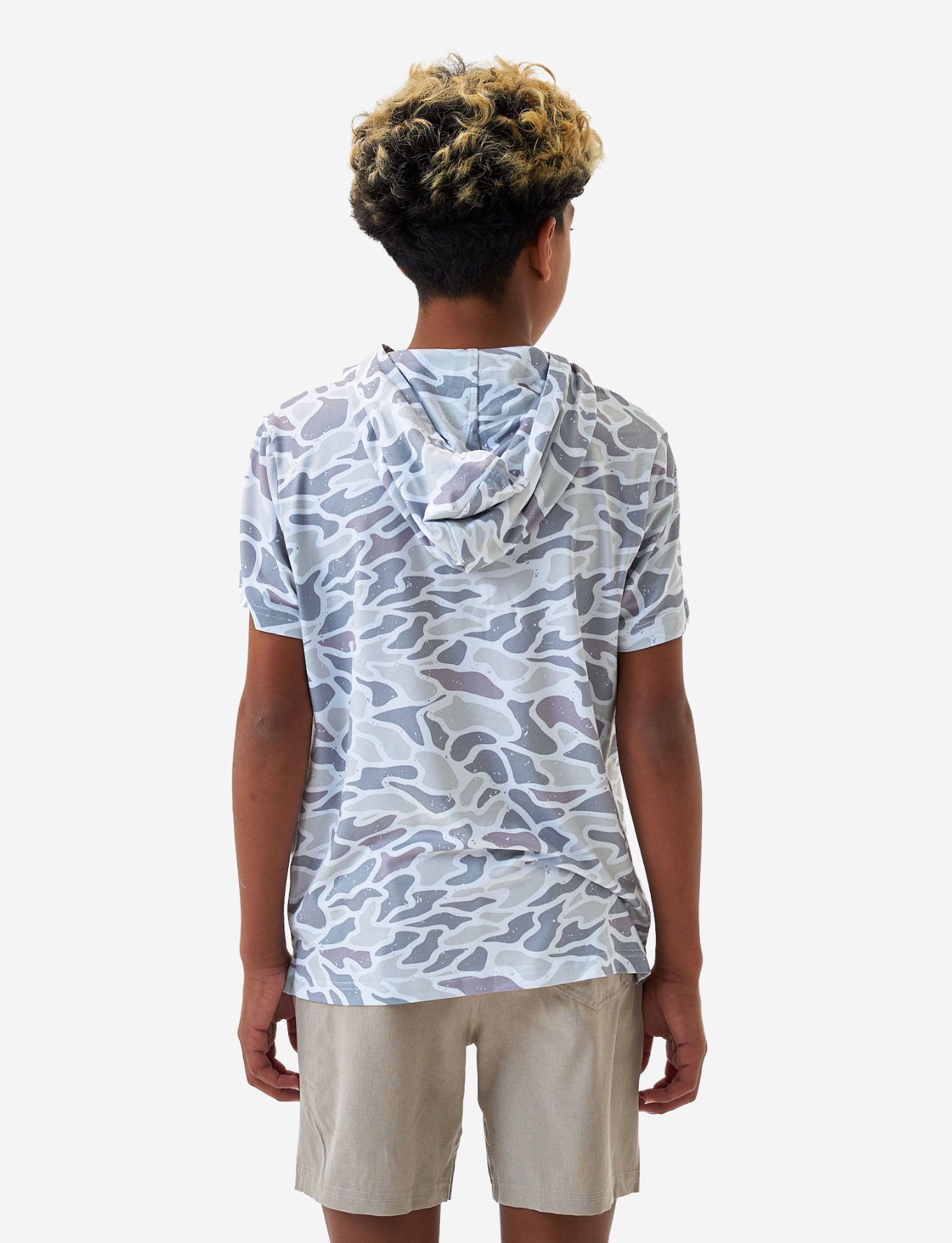 Yth Short Sleeve Performance Hoodie-White Camo