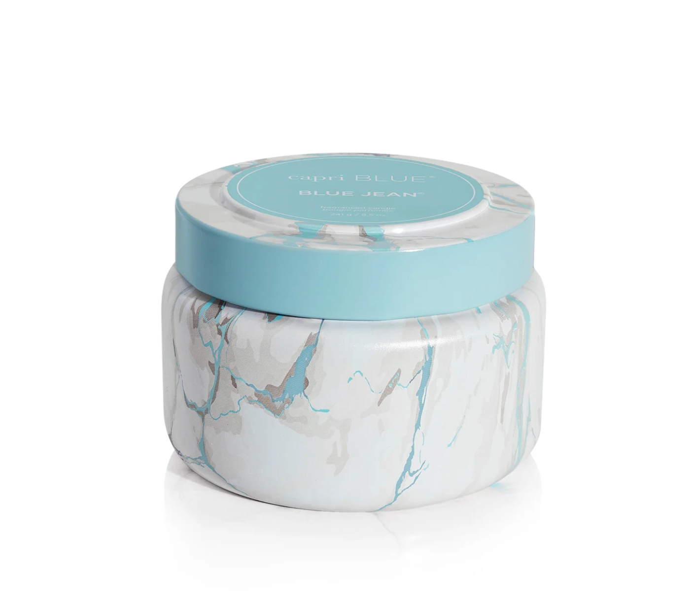 Blue Jean Modern Marble Printed Travel Tin Candle