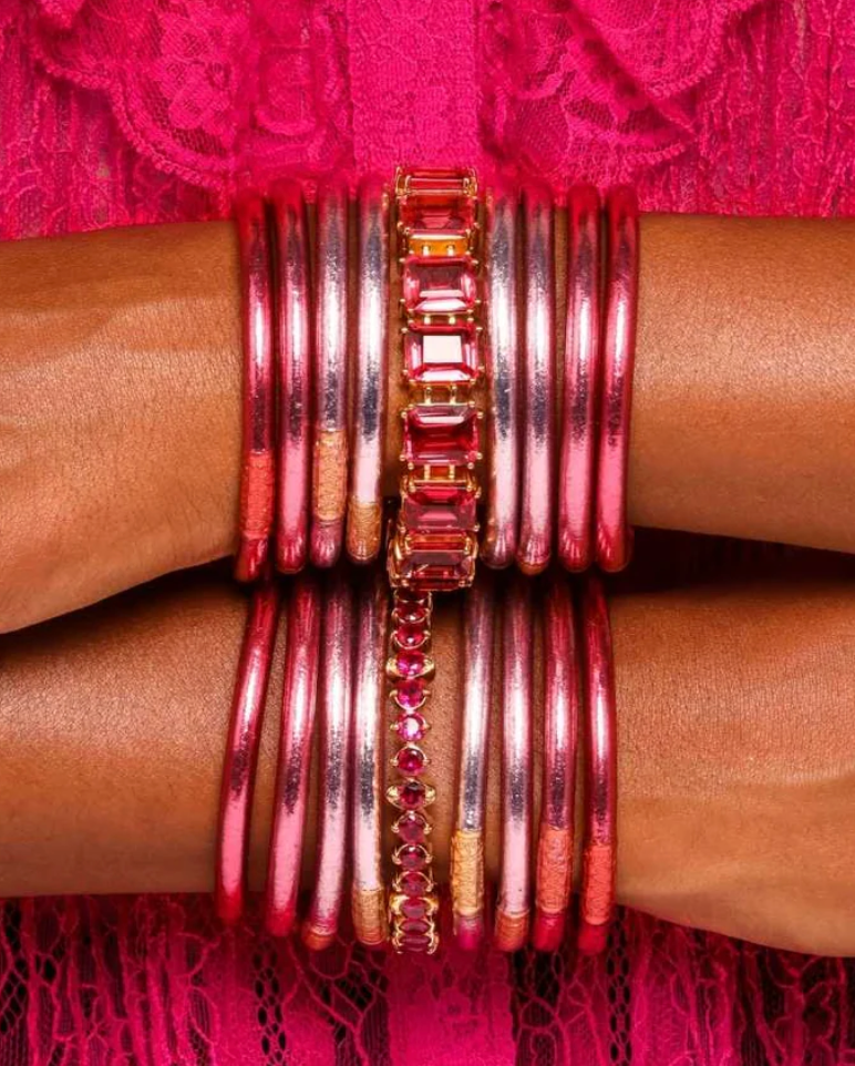 Carousel Pink All Weather Bangles® (Set of 4) - Serenity Prayer