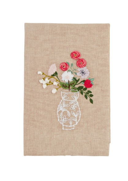 Flwer In Vase Embroidery Towel